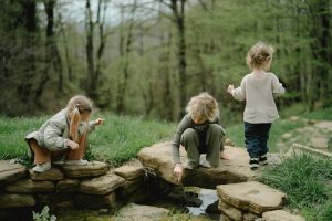 children exploring in the woods